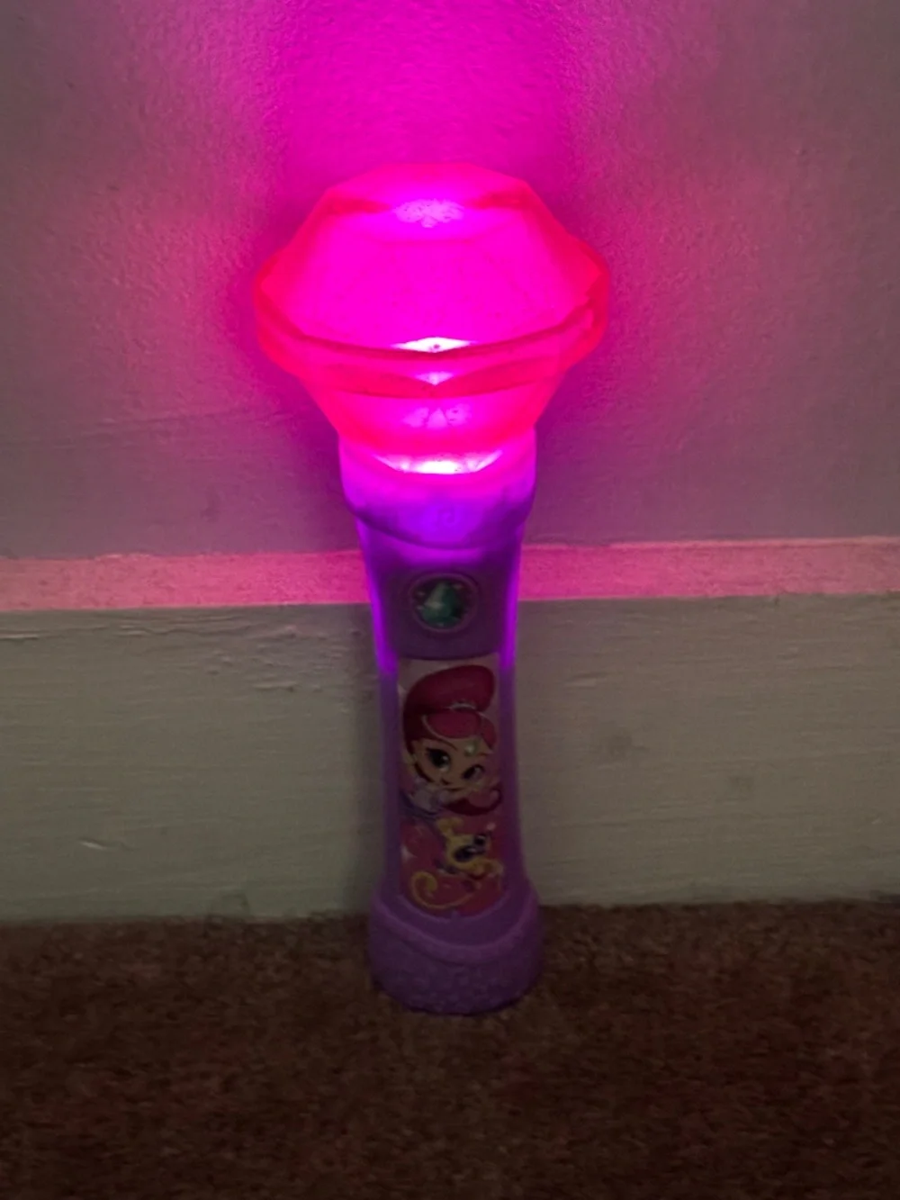 Shimmer & Shine Genie Gem Microphone Pink Light Up Magic Wand Toy Rare 2015